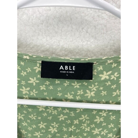 Able Midi Dress Women’s L Green Floral Button Front Boho Vintage 90s NWT - Picture 3 of 9